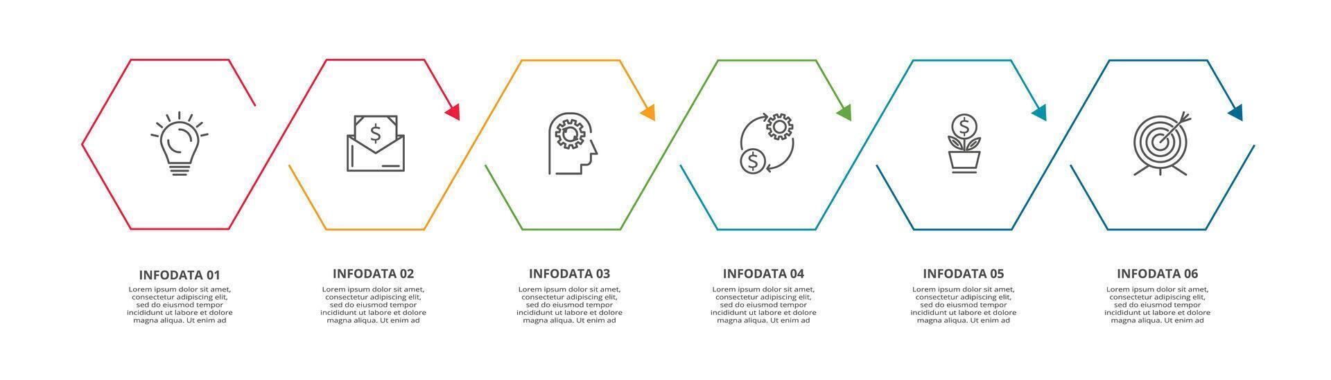 Creative concept for infographic with 6 steps, options, parts or processes. Business data visualization vector