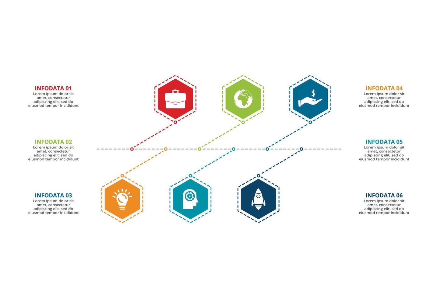 creativo concepto para infografía con 6 6 pasos, opciones, partes o procesos. negocio datos visualización. vector