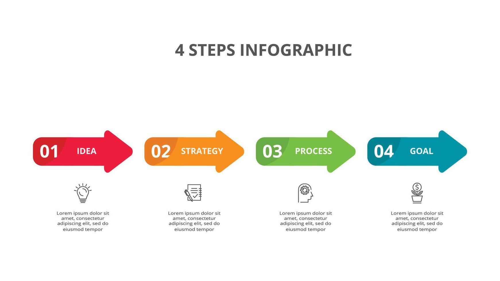 concepto creativo para infografía con 4 pasos, opciones, partes o procesos. visualización de datos comerciales vector