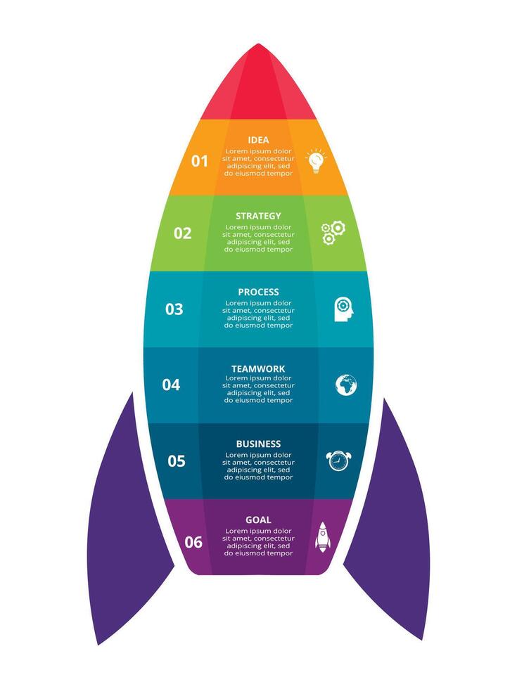 concepto creativo para infografía con 6 pasos, opciones, partes o procesos. visualización de datos comerciales vector