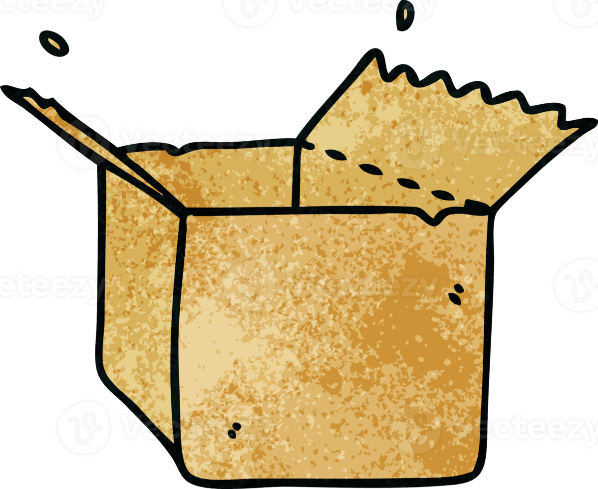hand drawn quirky cartoon open box png