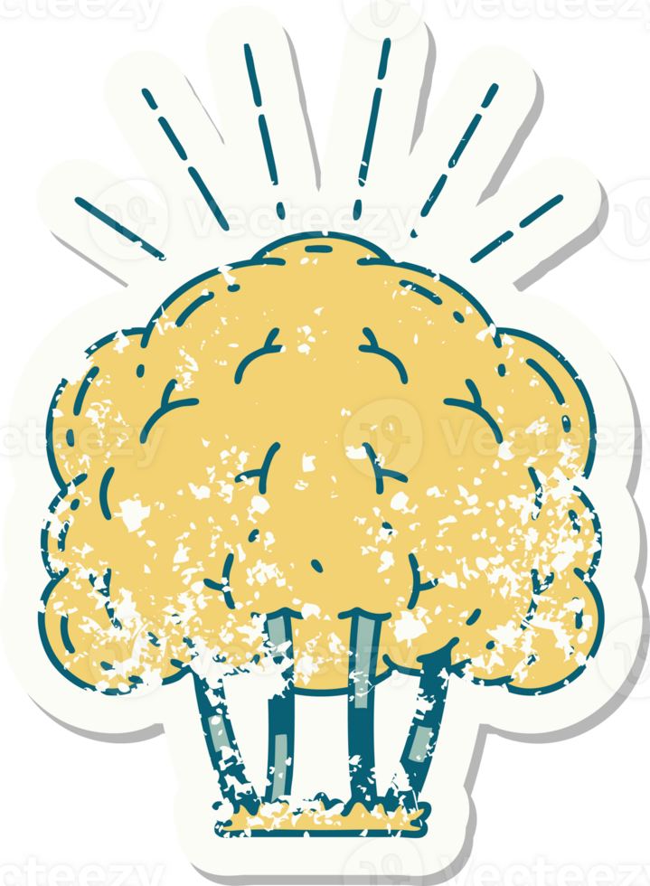 worn old sticker of a tattoo style tree png