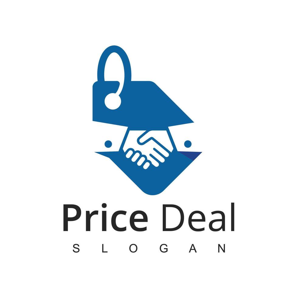 Deal Store logo with handshake symbol. Online shop and retail logo. vector