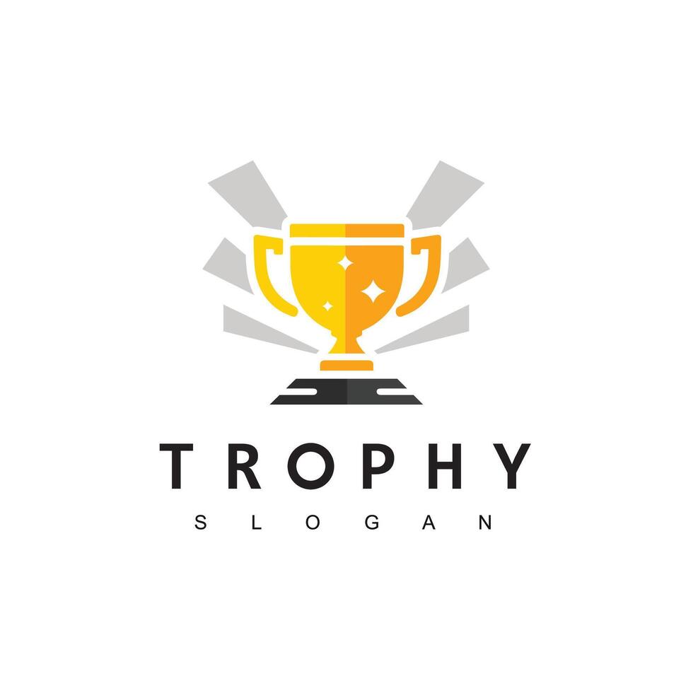 Winner Trophy Logo Template, Leadership And Competition Award Icon vector