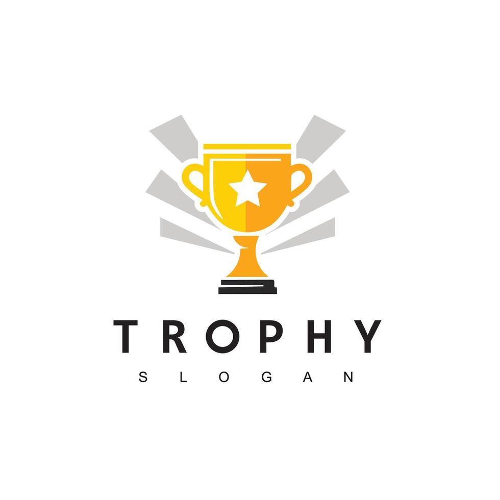 Winner Trophy Logo Template, Leadership And Competition Award Icon vector