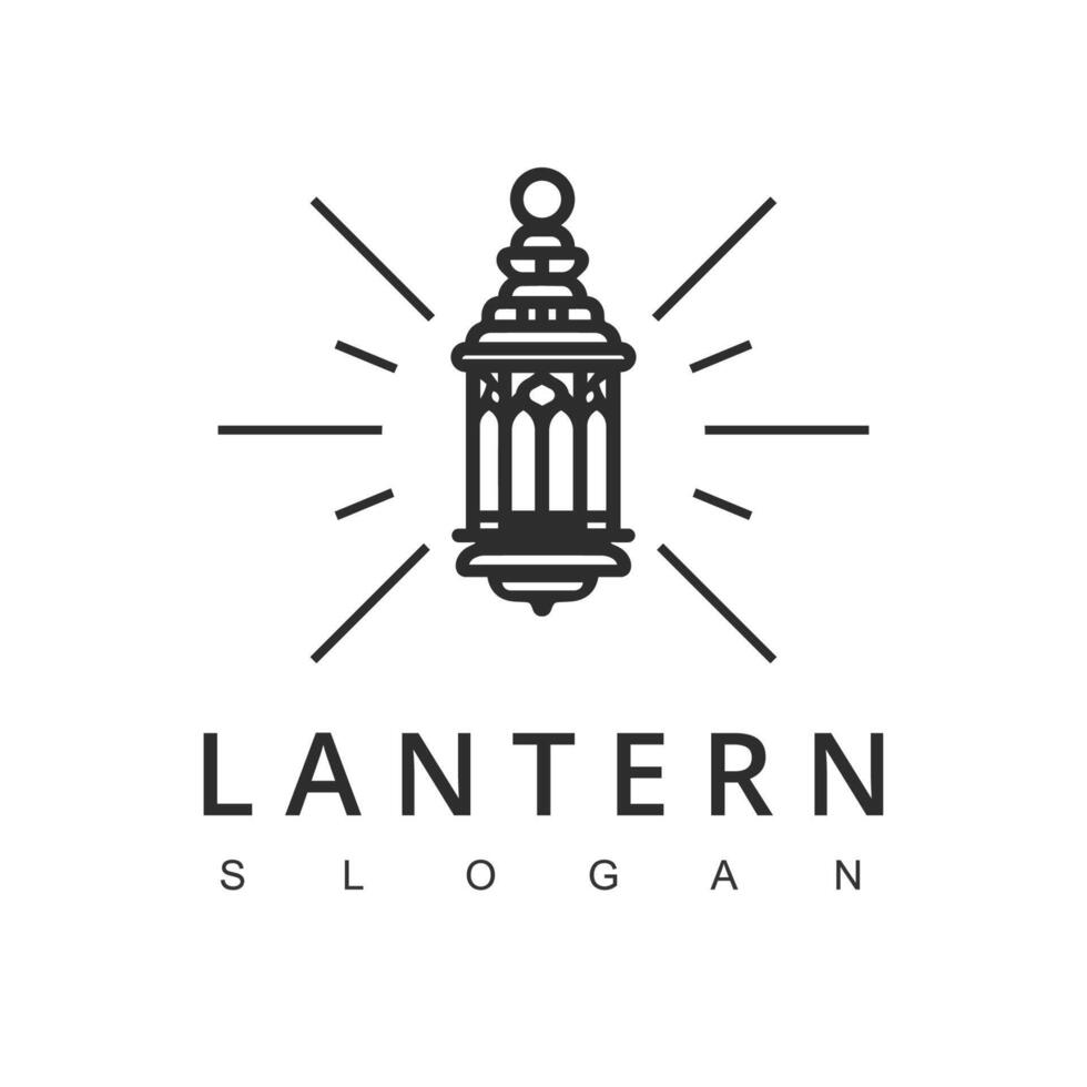 Ramadan lanterns logo. Fanous line lantern, arabic lamps silhouettes vintage. vector illustration of lantern to ramadan