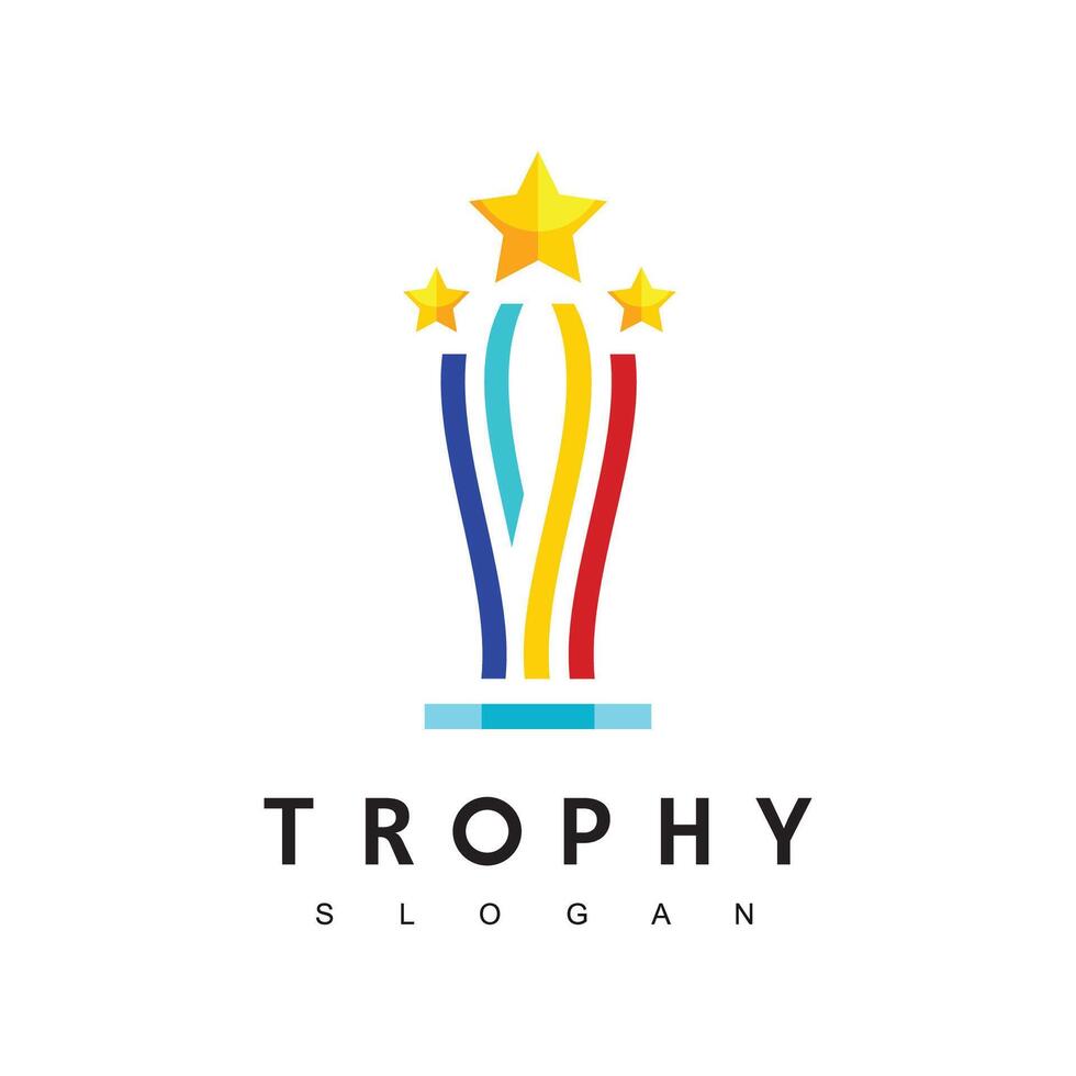 Winner Trophy Logo Template, Leadership And Competition Award Icon vector