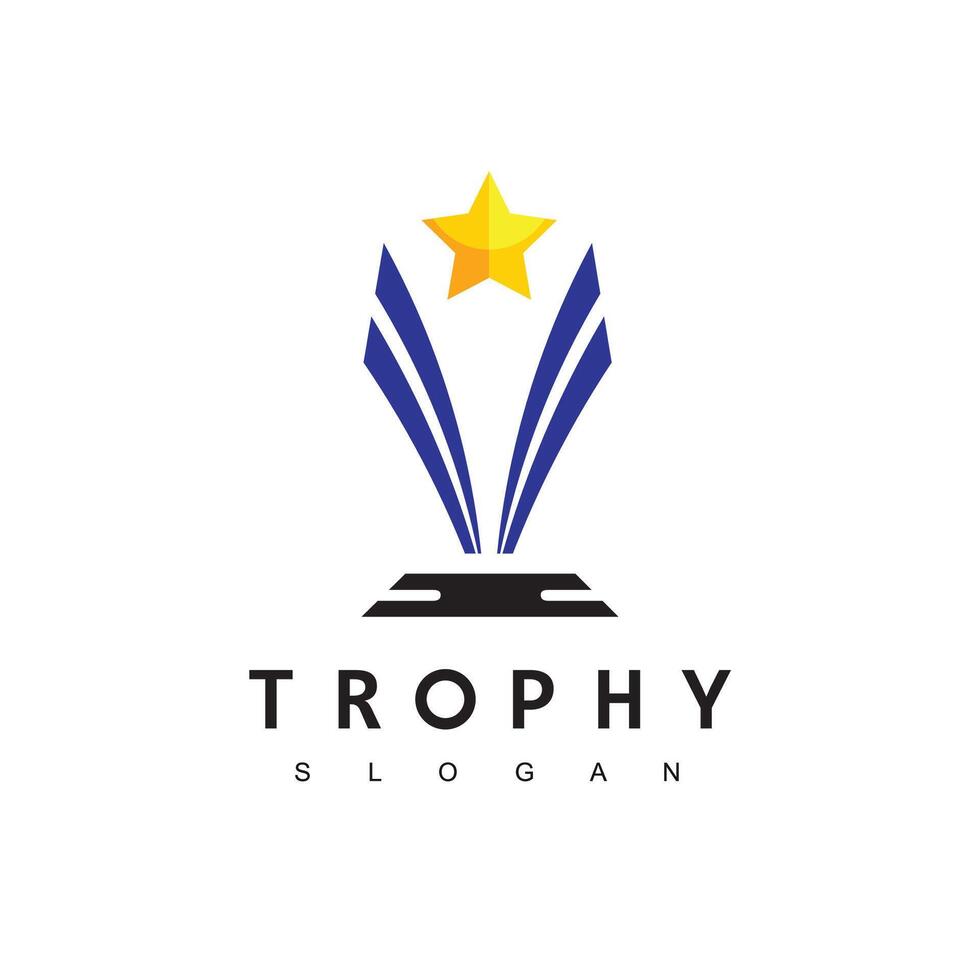 Winner Trophy Logo Template, Leadership And Competition Award Icon vector