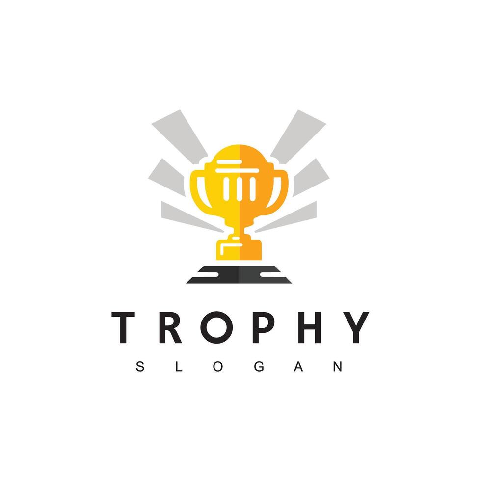 Winner Trophy Logo Template, Leadership And Competition Award Icon vector