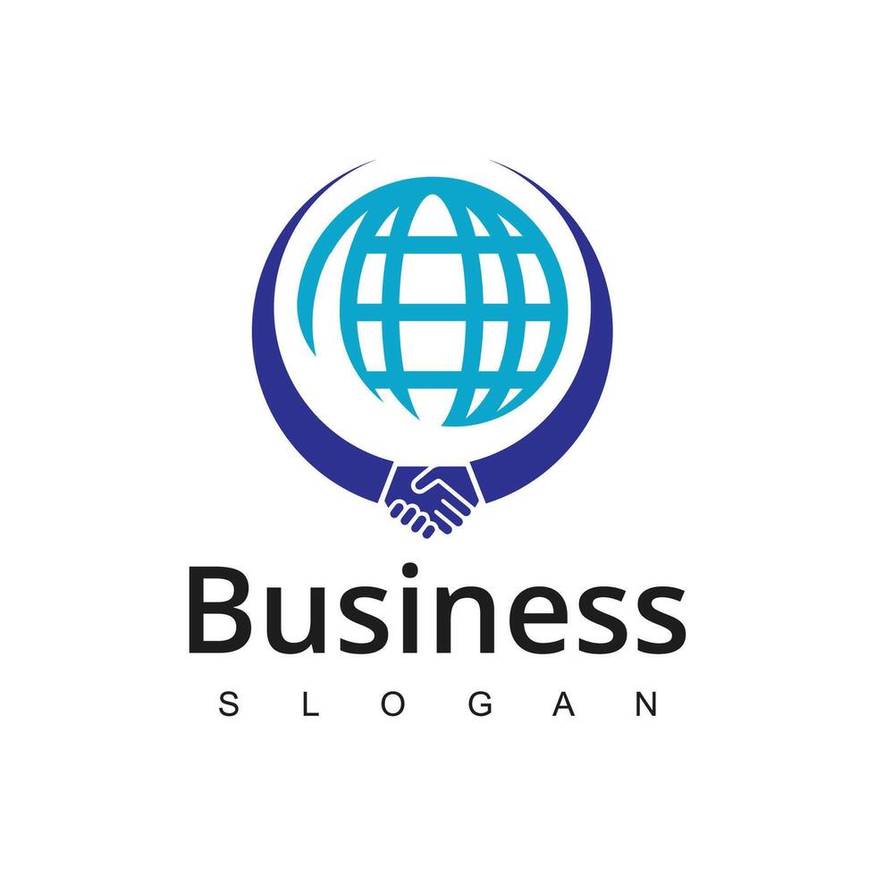 Business and cooperation Logo. handshake and globe symbol  isolated on white background. vector