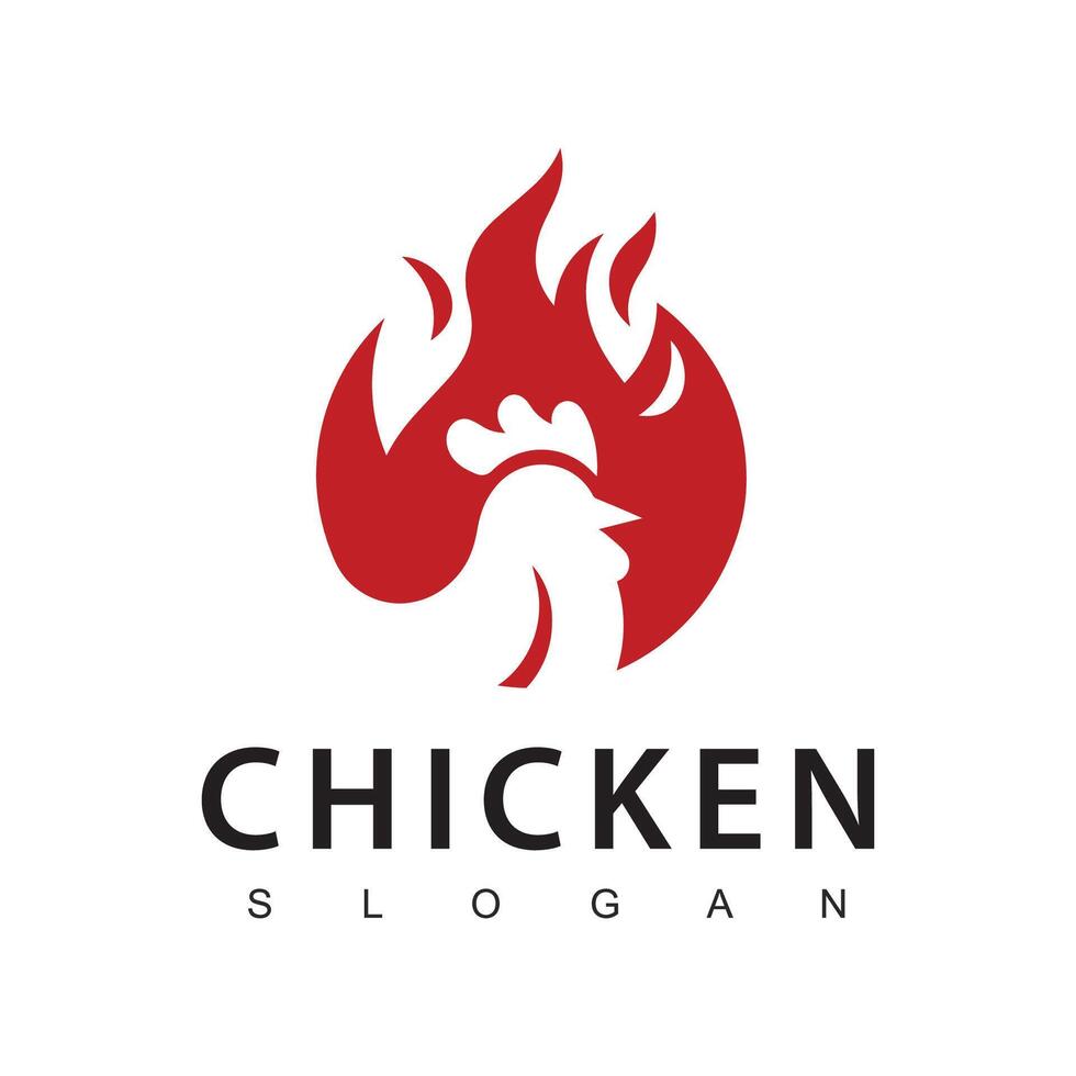 fuego pollo logo, gallina fuego caliente símbolo vector icono ilustración, rápido comida restaurante icono