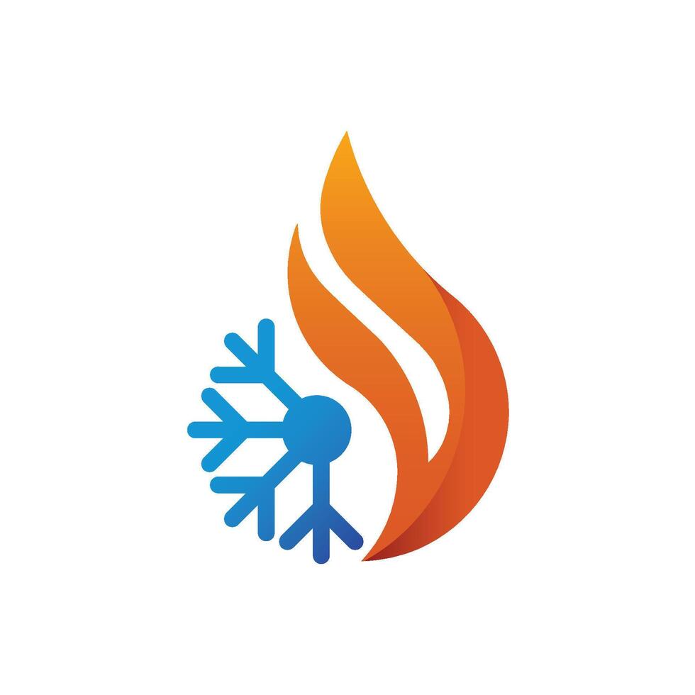 Air Conditioning Logo, HVAC Logo Concept with Fire Heating Cooling Snowflake Conditioning symbol vector