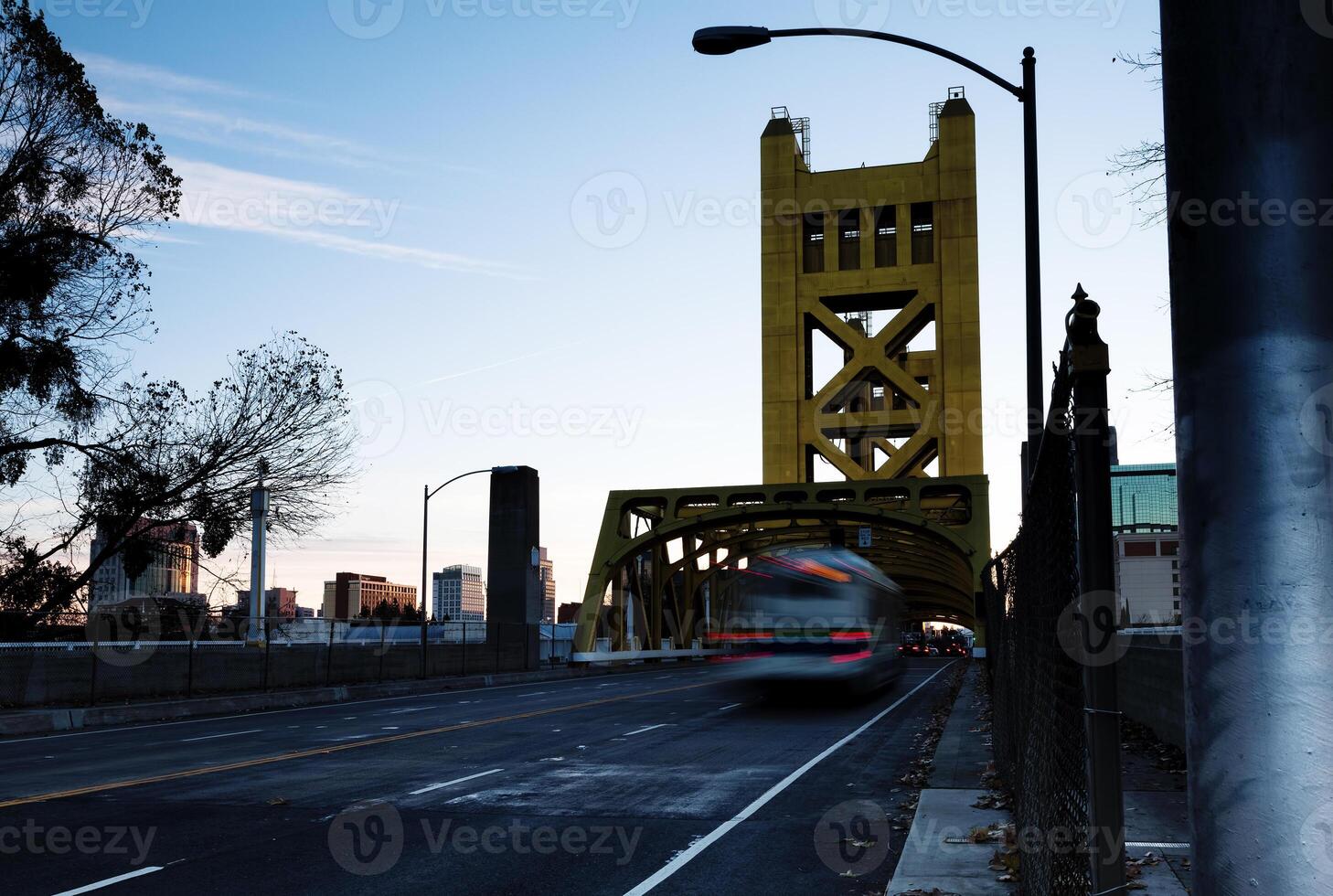 Tower Bridge Sacramento California Early Morning Street Level photo