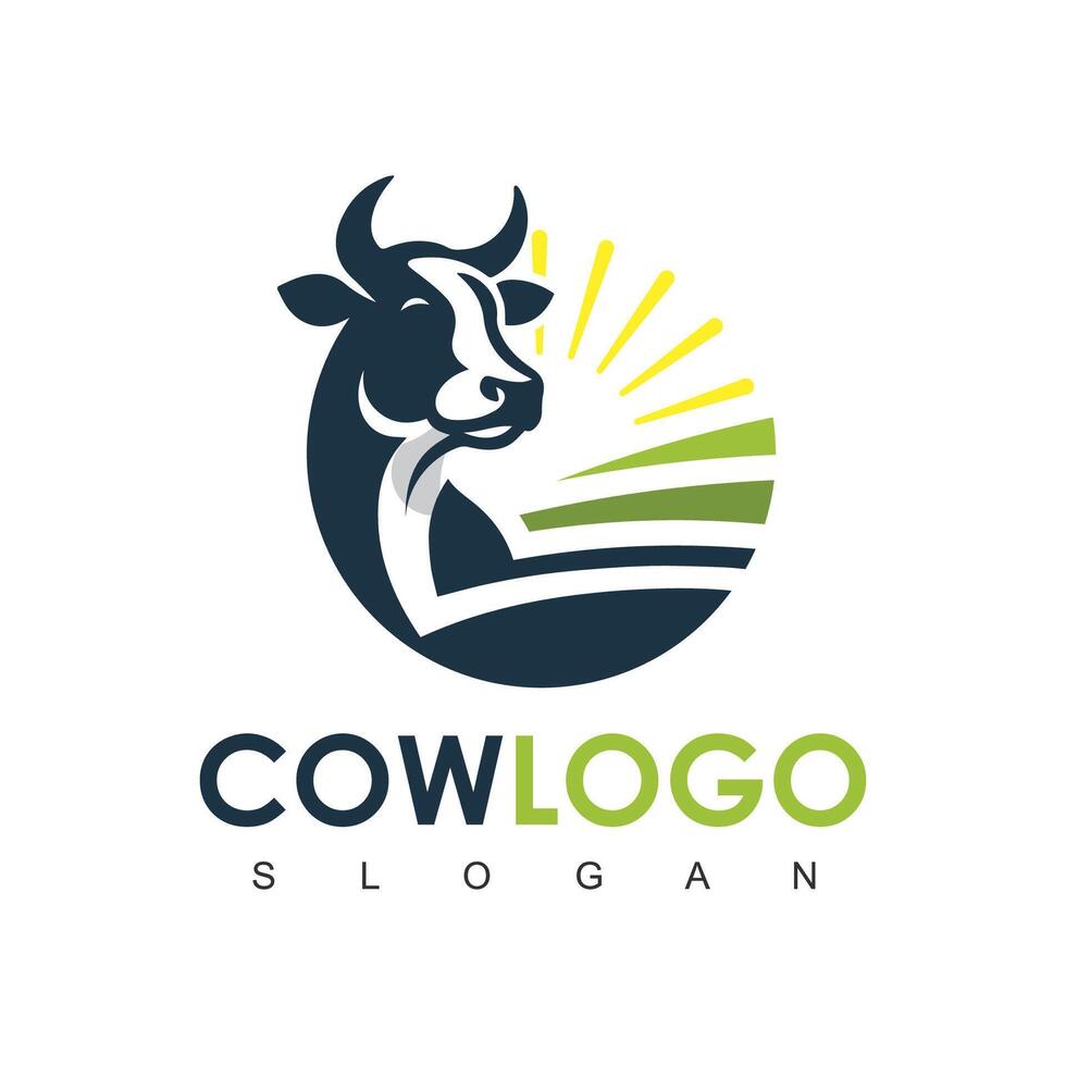 Cow Logo. Cow farm logo design vector. Vintage Cattle Angus Beef logo vector