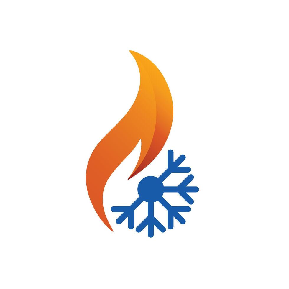 Air Conditioning Logo, HVAC Logo Concept with Fire Heating Cooling Snowflake Conditioning symbol vector