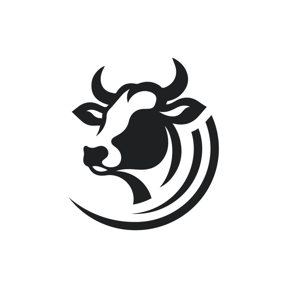 Cow Logo. Cow farm logo design vector. Vintage Cattle Angus Beef logo vector