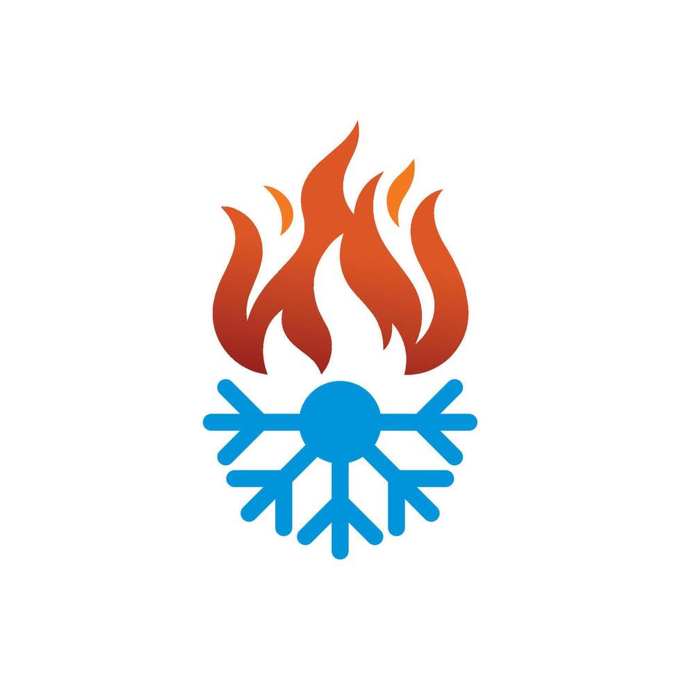 Air Conditioning Logo, HVAC Logo Concept with Fire Heating Cooling Snowflake Conditioning symbol vector