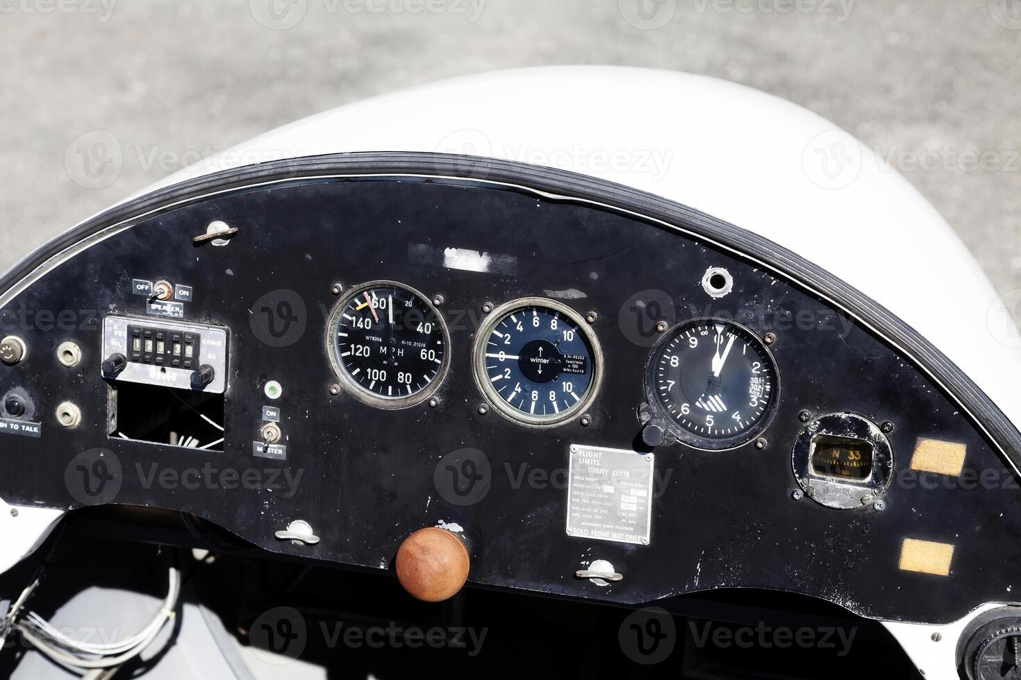 Pilot Control Panel Of Old Glider Plane photo
