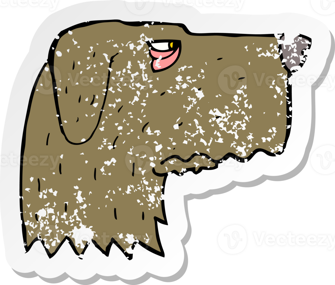 retro distressed sticker of a cartoon dog png