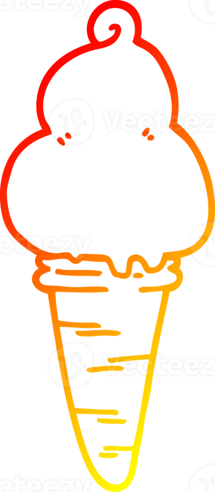 warm gradient line drawing of a cartoon ice cream png