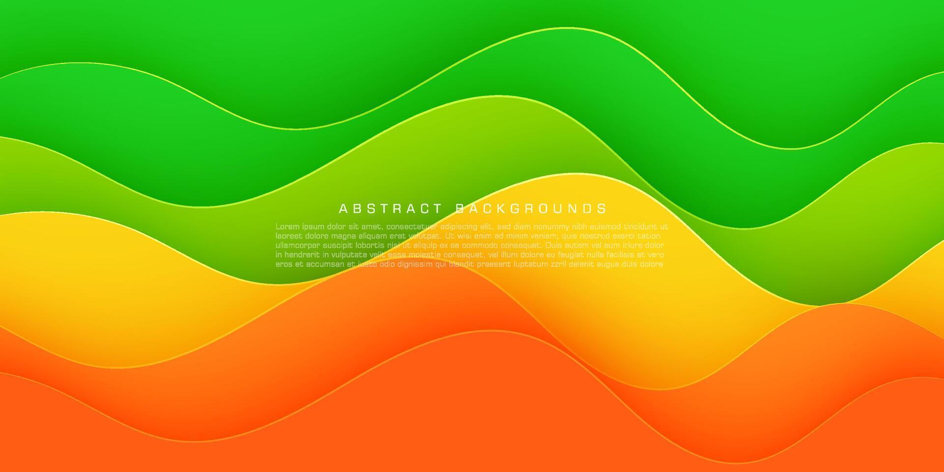 Green and orange gradient wave dynamic abstract background with wave shape and lines. Simple style backdrop colorful fresh creative element. Eps10 vector