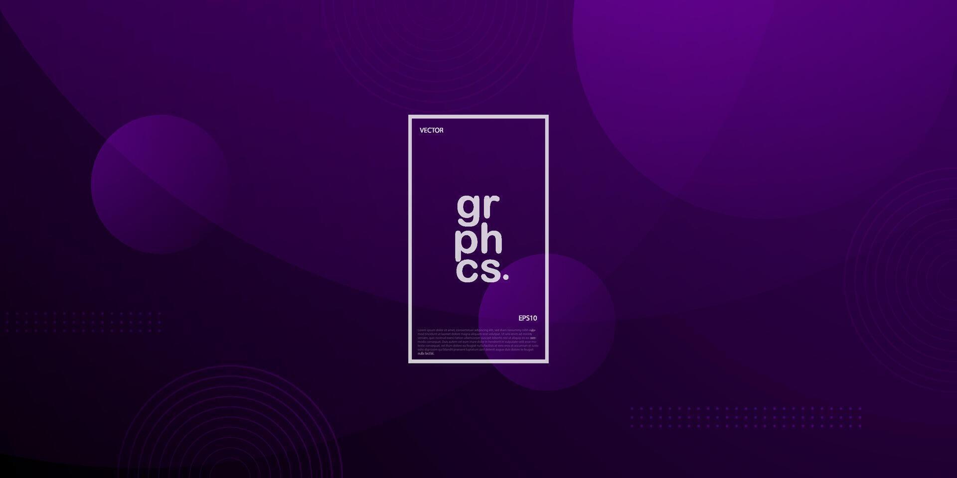 Dark purple gradient illustration background with curved and circle shapes. Abstract background design with simple geometric style. Cool design. Eps10 vector