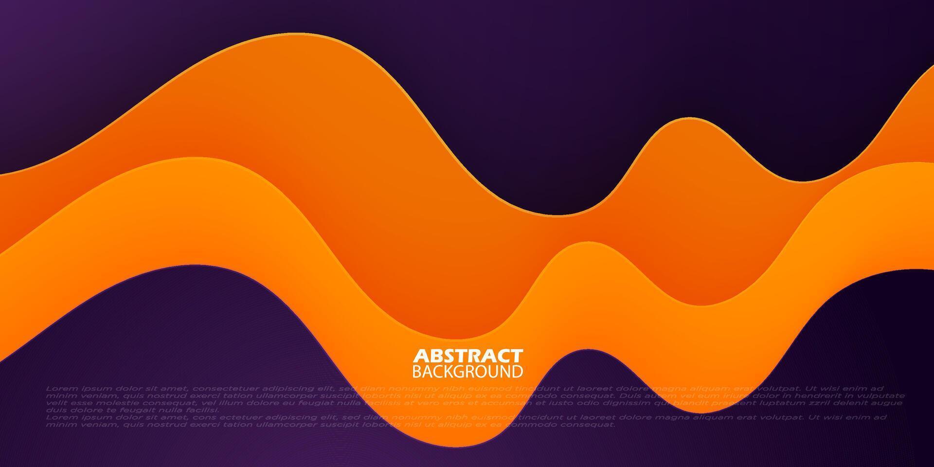 Dark purple and orange wave. Abstract paper cut. Abstract colorful waves. Wavy banners. Color geometric design. Wave paper cut. Fluid background. Liquid background. Eps10 Vector