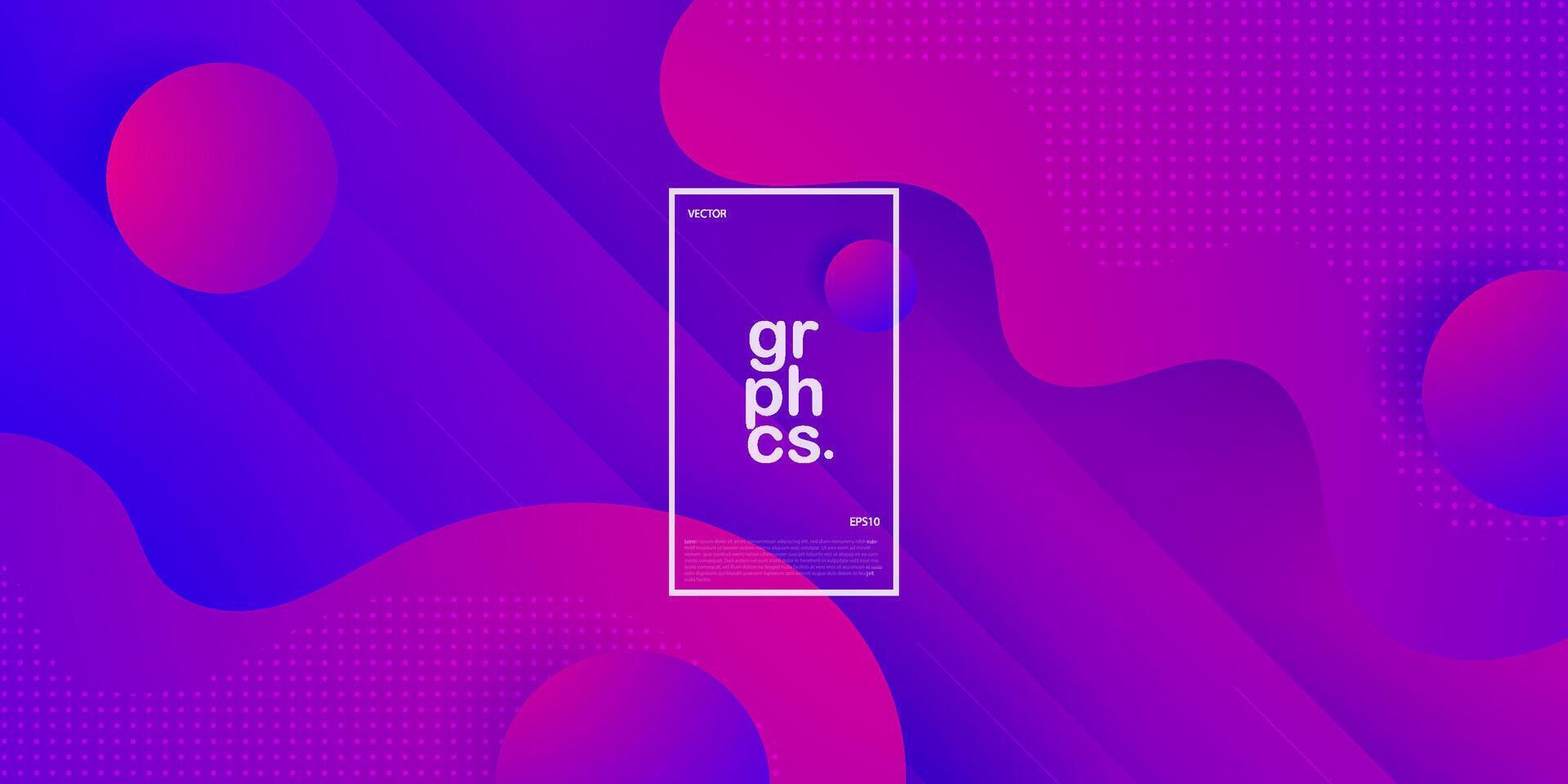 Colorful pink fluid shape on dark purple liquid background. Liquid style vector abstract composition. Eps10 vector