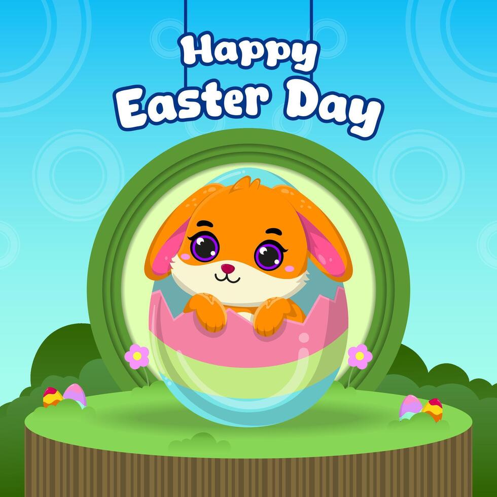 Vector flat illustration for happy easter day celebration