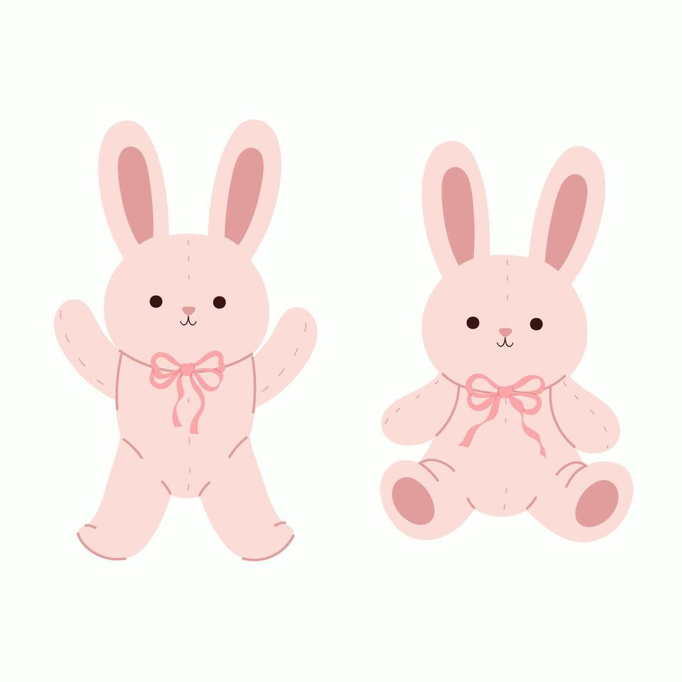 Set of toy rabbits isolate on a white background. Vector graphics.