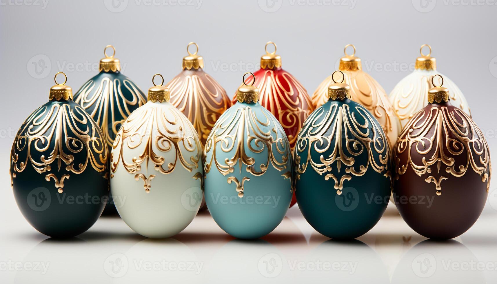 AI generated Christmas ornament decoration in gold, celebrating winter season generated by AI photo