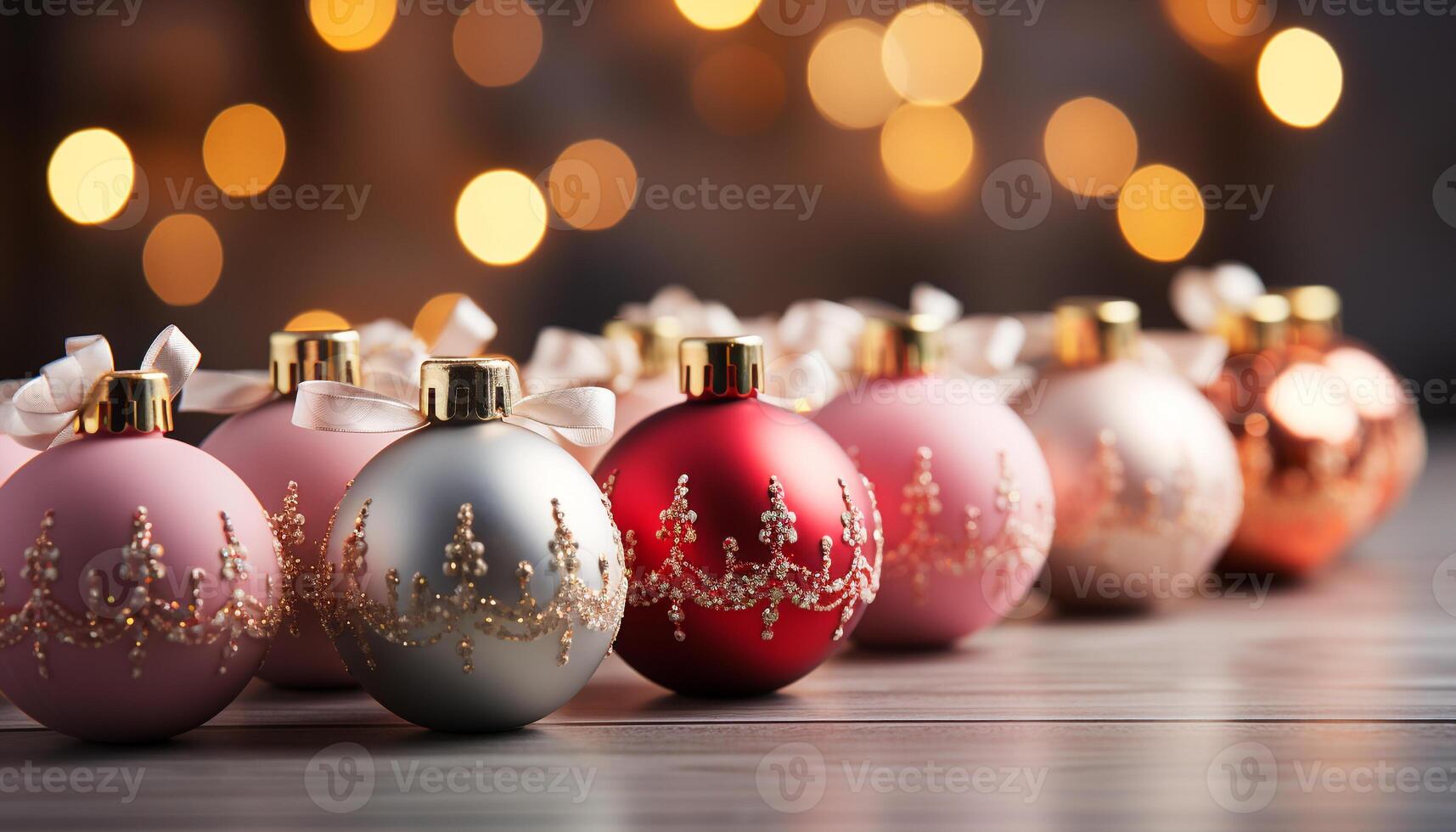 AI generated Glowing gold ornament illuminates festive Christmas background, creating winter magic generated by AI photo