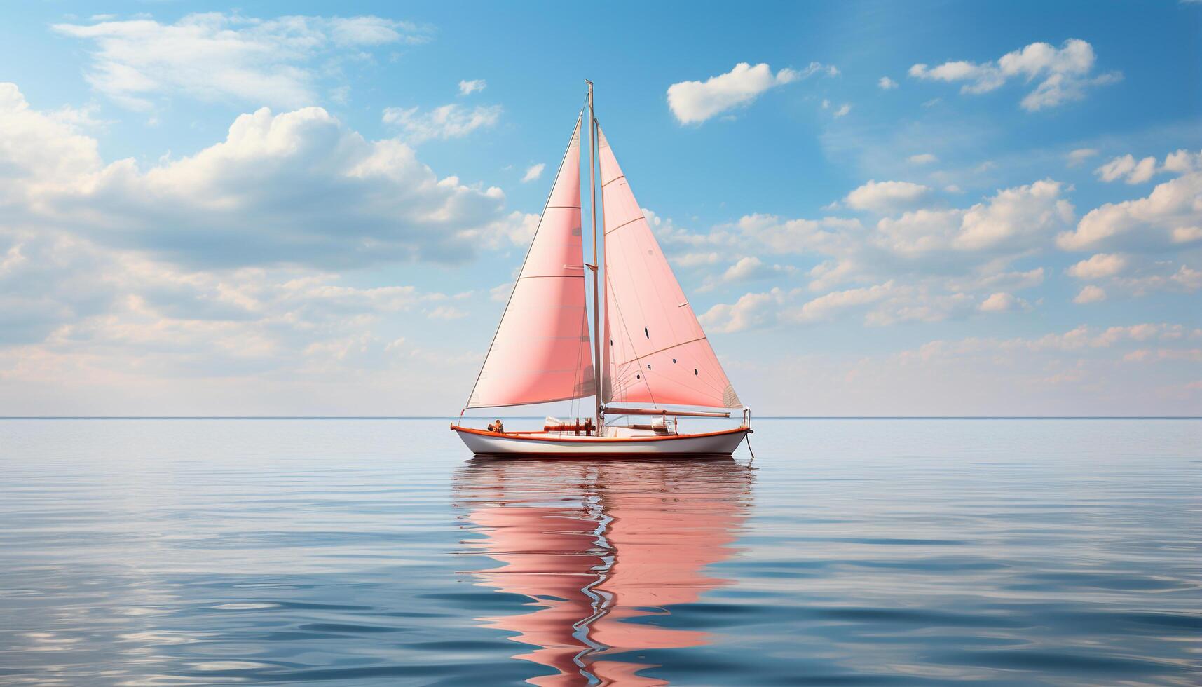 AI generated Sailing yacht glides on tranquil waves, embracing nature beauty generated by AI photo