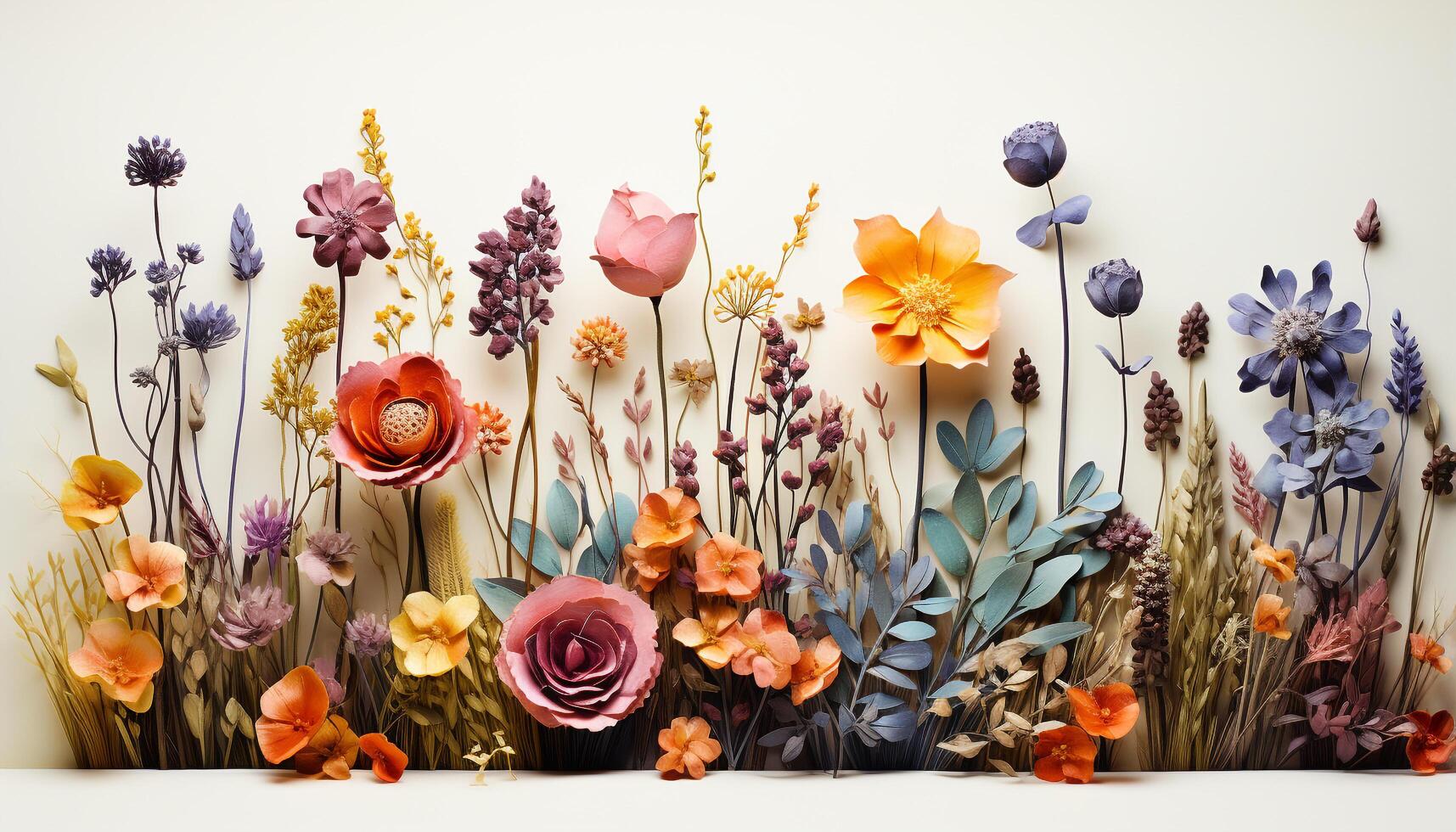 AI generated Freshness of nature in a bouquet, multi colored petals, beauty in spring generated by AI photo