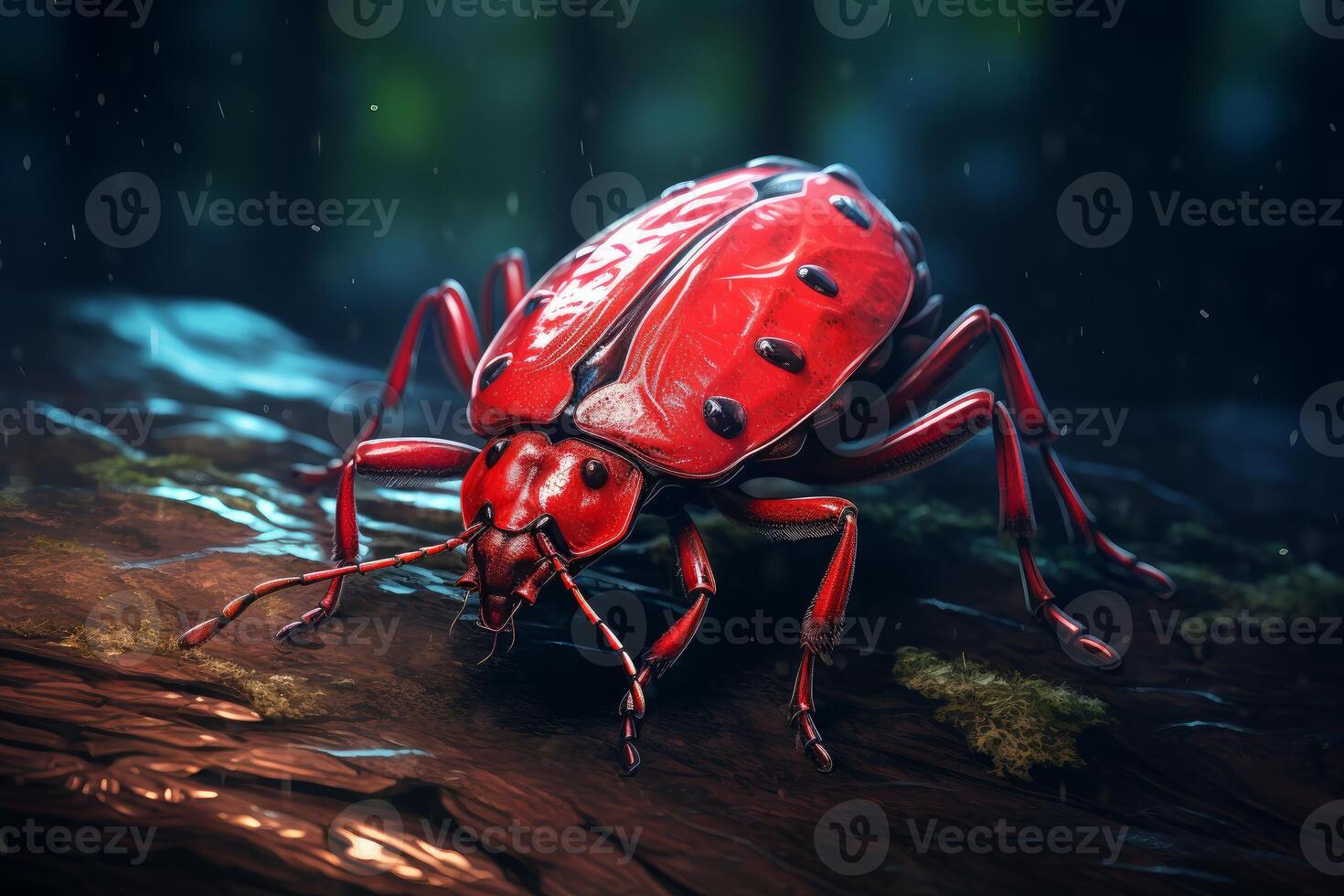 AI generated Red bug insect illustration. Generate Ai photo