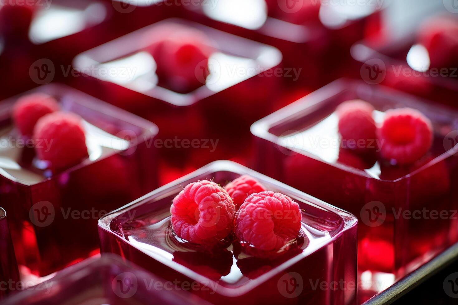 AI generated Raspberry jelly shots. Generate Ai photo