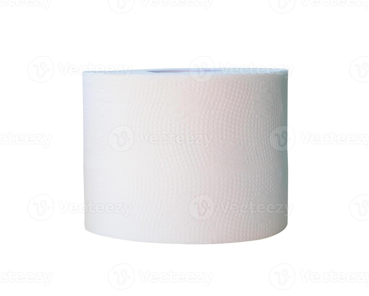 Front view of white tissue paper roll isolated on white background with clipping path photo