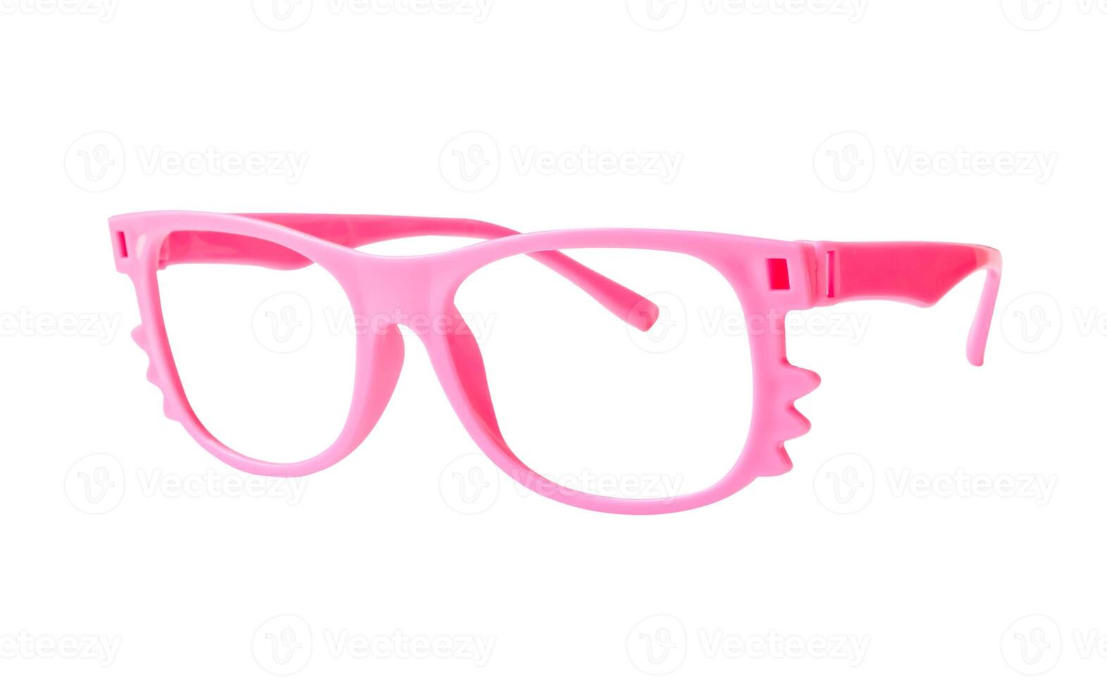 Pink sunglasses frame or rims of spectacles for lady and kid isolated on white background with clipping path Fashion sun glasses photo