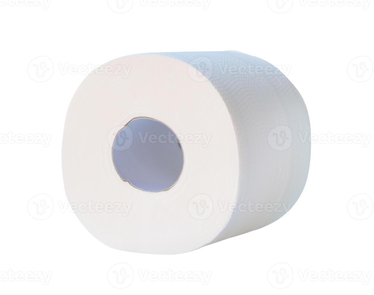 Side view of white tissue paper roll isolated on white background with clipping path photo