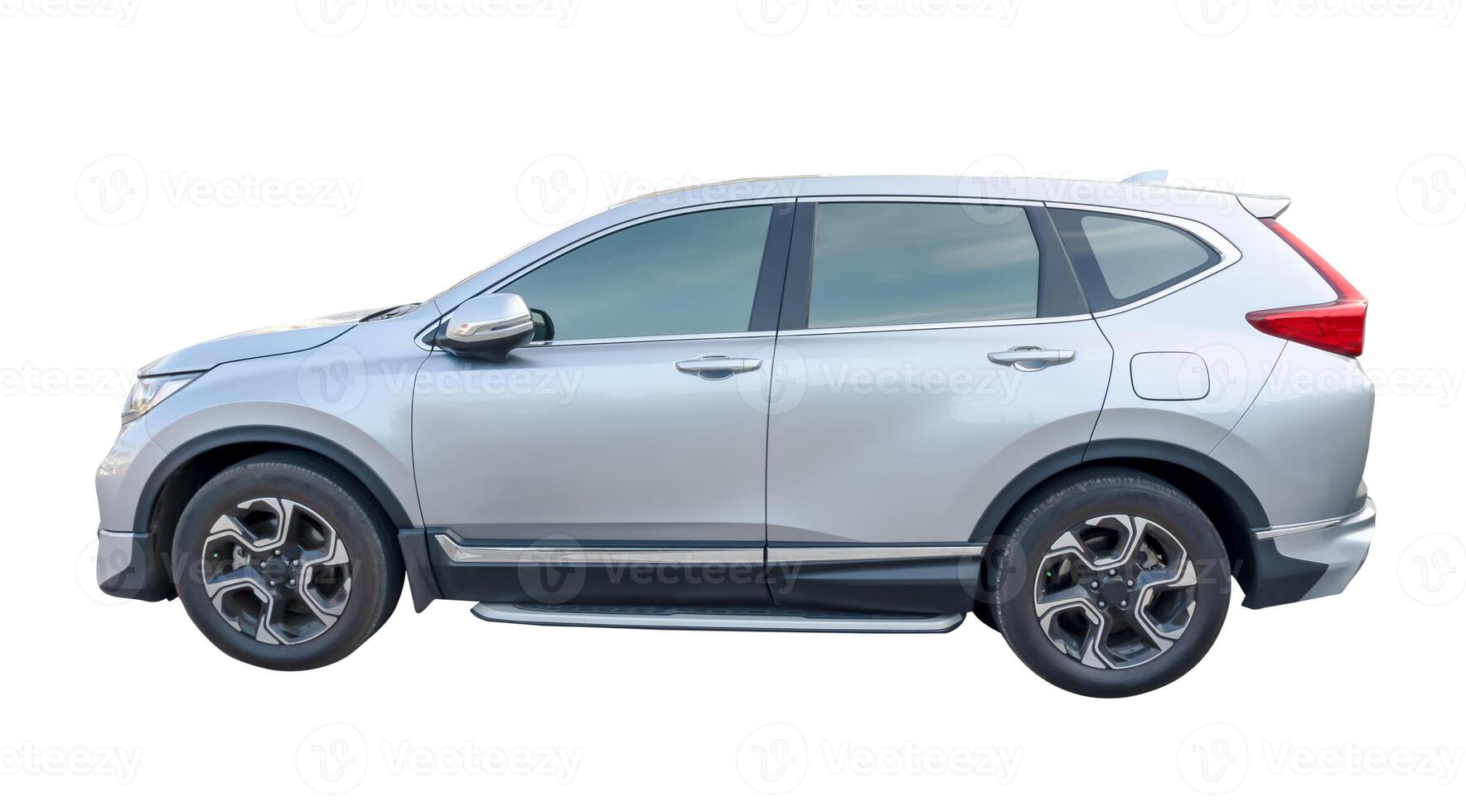 Side view of bronze or white SUV car isolated on white background with clipping path photo