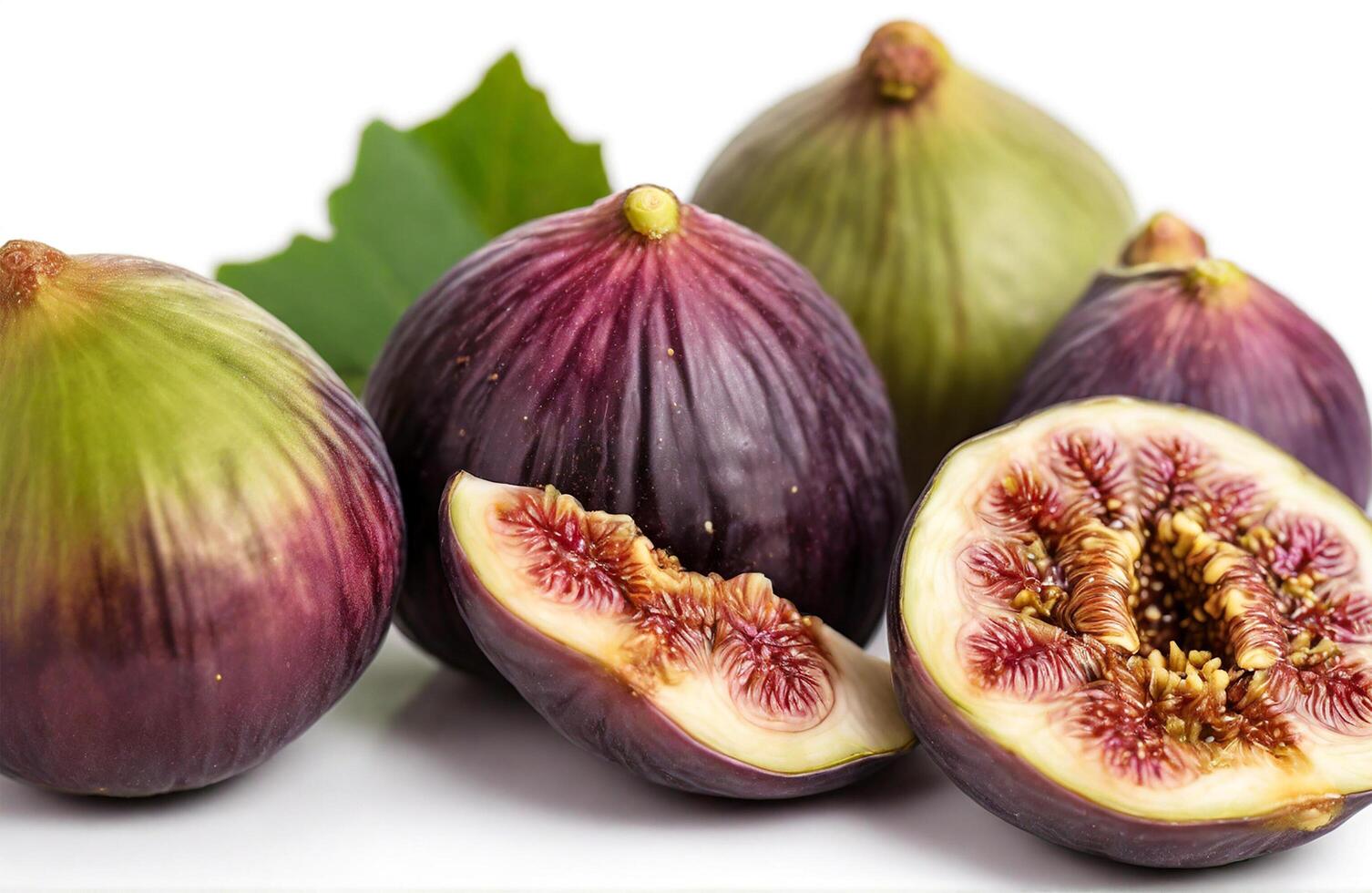 AI generated Ripe figs, cut out on white background photo