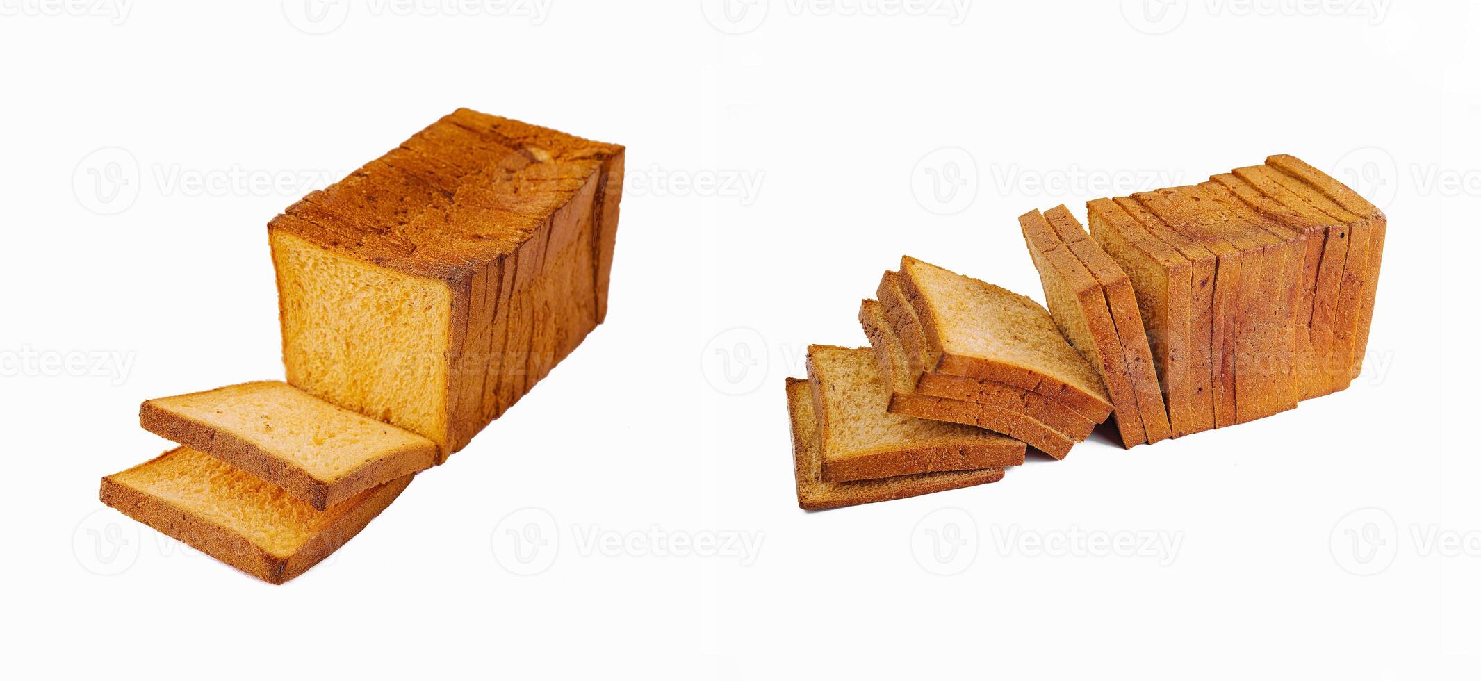 Slices toast bread isolated on white background photo