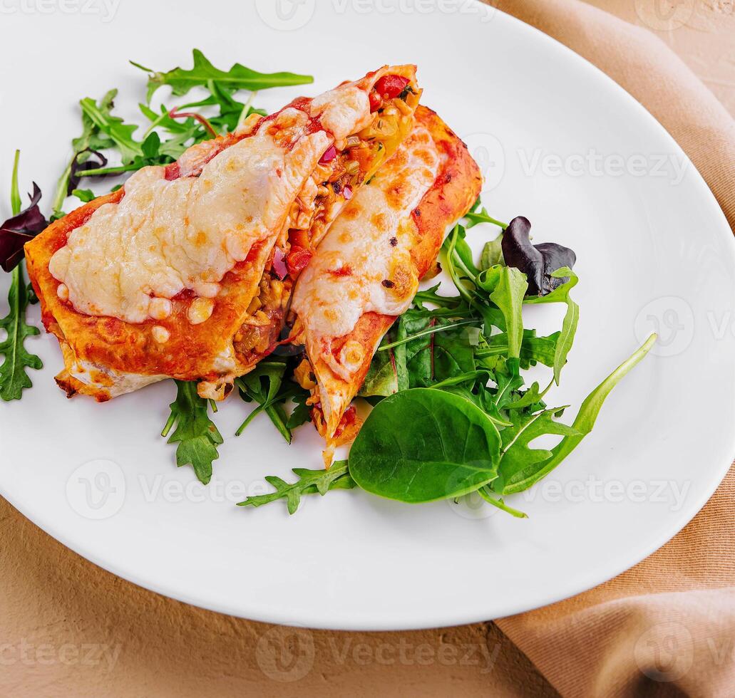 Vegetarian quesadilla with vegetables and cheese photo