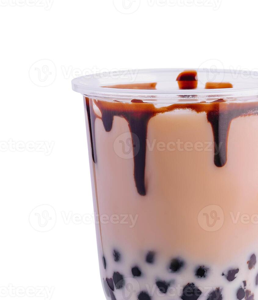 Bubble milk tea with tapioca balls photo