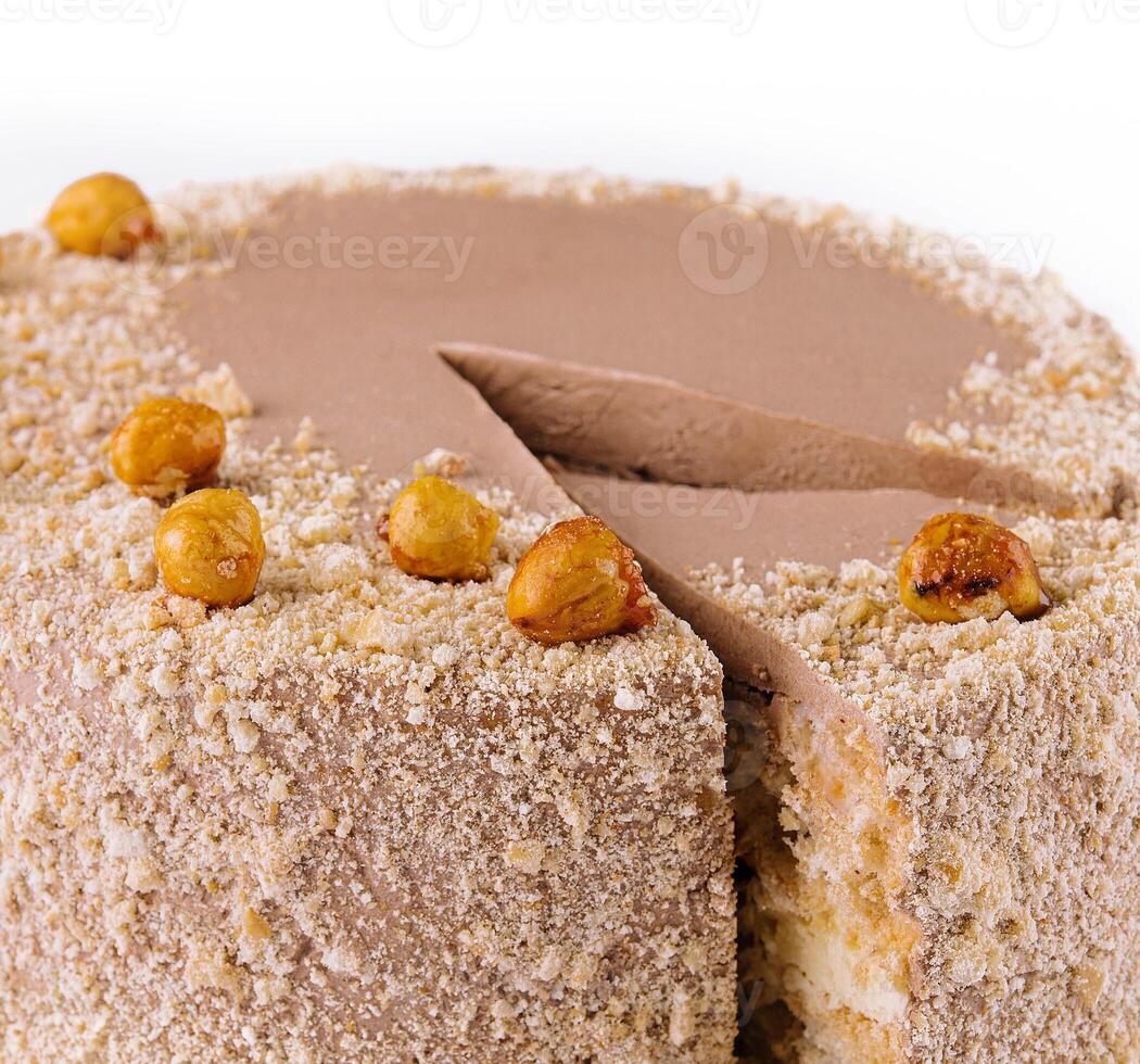 Kiev cake with hazelnut close up photo