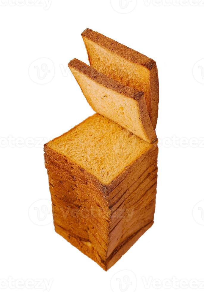 Slices toast bread isolated on white background photo