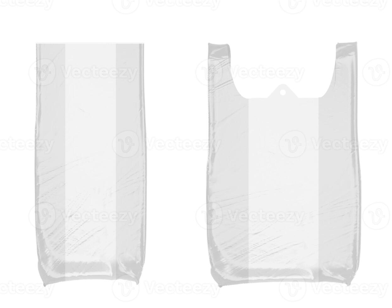 Plastic white bags isolated on white background photo