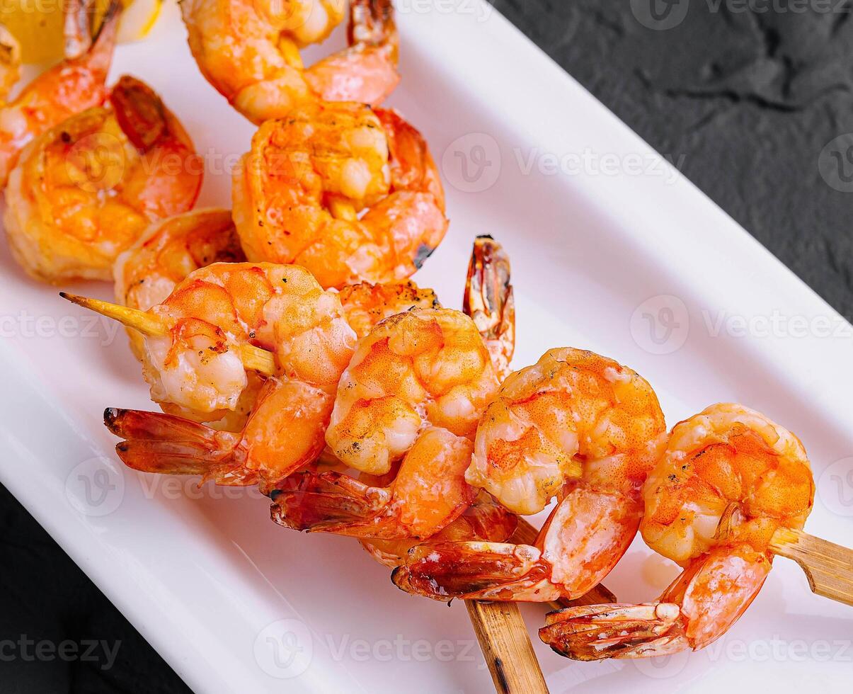 Grilled Shrimp Scampi Skewers close up photo