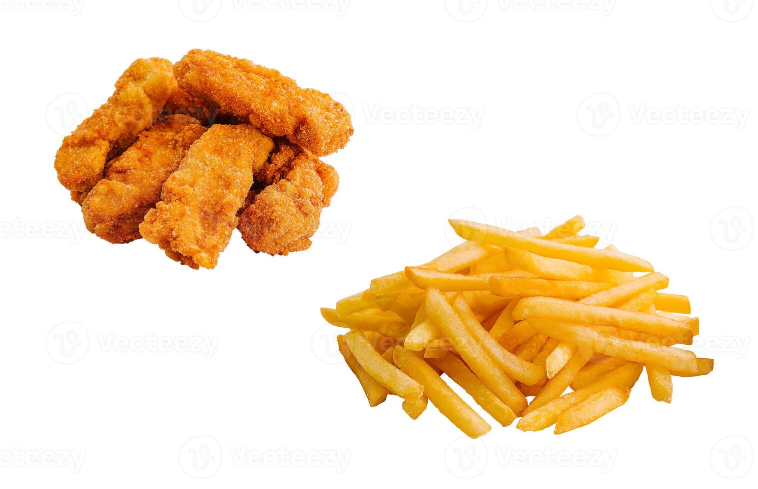 French fries and and chicken nuggets isolated photo