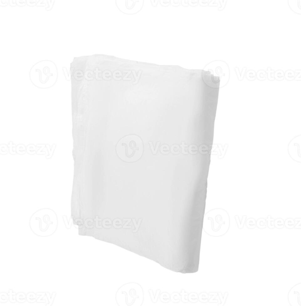 white plastic bag packing stacking on white background photo